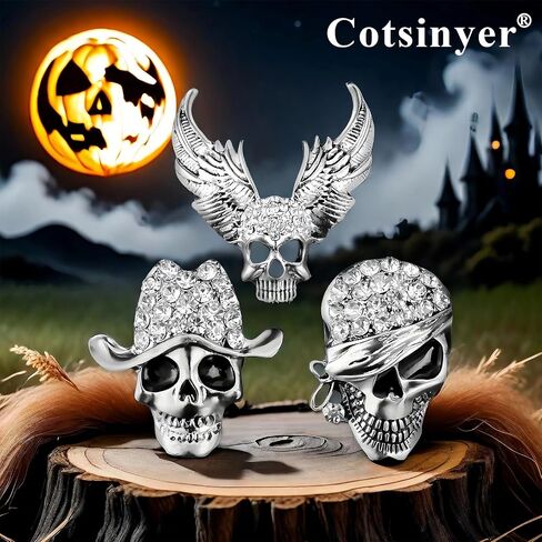 Vintage Gothic Skull Brooch Set - Pirate Style Costume Pins for Men & Women,Festival Gift Jewelry in Saudi Arabia
