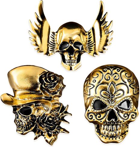 Vintage Gothic Skull Brooch Set - Pirate Style Costume Pins for Men & Women,Festival Gift Jewelry in Saudi Arabia