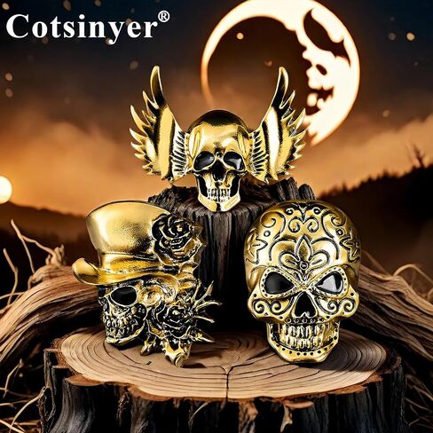 Vintage Gothic Skull Brooch Set - Pirate Style Costume Pins for Men & Women,Festival Gift Jewelry in Saudi Arabia