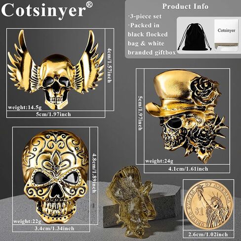 Vintage Gothic Skull Brooch Set - Pirate Style Costume Pins for Men & Women,Festival Gift Jewelry in Saudi Arabia