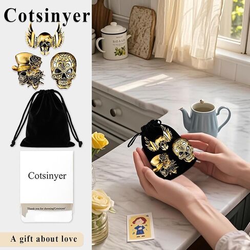 Vintage Gothic Skull Brooch Set - Pirate Style Costume Pins for Men & Women,Festival Gift Jewelry in Saudi Arabia