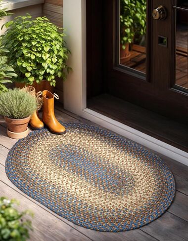 EastEnd EL33 Taupetone 3' x 5' بيضاوي - سجادة منطقة مضفرة، ديكور منزلي، سجادة أرضية أو سجادة غرفة النوم - رعاية سهلة، مثالية لمناطق المرور العالية في الردهة وغرفة المعيشة - صنع في الولايات المتحدة الأمريكية in Kuwait