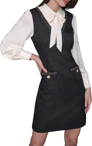 Karl Lagerfeld Women's Long Sleeve Textured Tweed Dress in Saudi Arabia