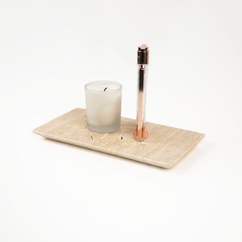 Natural Travertine Marble Rectangle Tray 11"x5.9" – Decorative Vanity Organizer for Jewelry, Candles and Perfume, Countertop Storage for Bathroom, Dresser and Kitchen, Gift for Women (Travertine) in Saudi Arabia