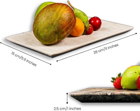 Natural Travertine Marble Rectangle Tray 11"x5.9" – Decorative Vanity Organizer for Jewelry, Candles and Perfume, Countertop Storage for Bathroom, Dresser and Kitchen, Gift for Women (Travertine) in Saudi Arabia