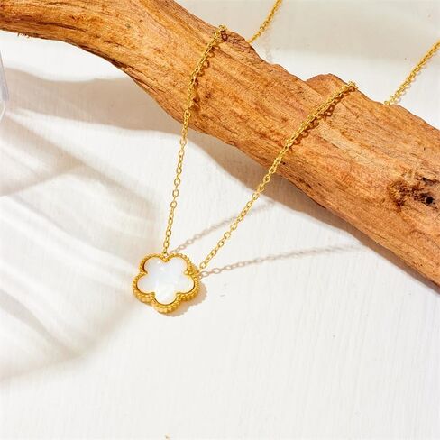 Lucky Clover Neckalce Earring Bracelet Set For Women Gold Plated Stainless Steel Chain Necklace with Flower Design Five Leaf Clover Earring Trendy Jewelry Set Gift in Saudi Arabia