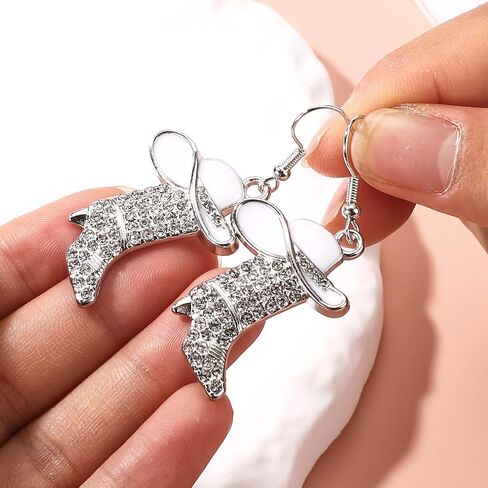 Cowgirl Cowboy Jewelry Set, Bohemian Rhinestone Western Boots Earrings & Cowgirl Necklace Rodeo Enamel Hat Boot Charm Drop Dangle Earrings Gifts for Women (White) in Saudi Arabia