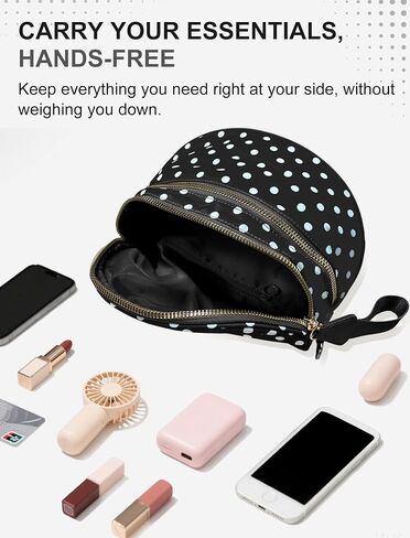 Spacious Crossbody Bag Bum Bag for Women, Dot Print Checkered Purse Nylon Fanny Pack Belt Bag(Black) in Saudi Arabia