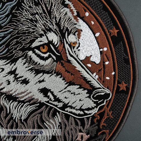 EMBROVERSE Masonic Wolf with Roses Large Back Patch - Glorious Animal Head - Mason Sign - Embroidered Iron On - 11.3 x 14.8 inches in Saudi Arabia