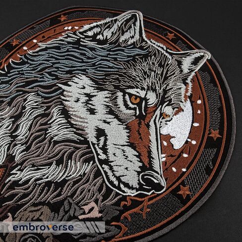 EMBROVERSE Masonic Wolf with Roses Large Back Patch - Glorious Animal Head - Mason Sign - Embroidered Iron On - 11.3 x 14.8 inches in Saudi Arabia