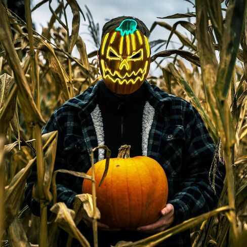 قناع تطهير الهالوين، أقنعة الهالوين المضيئة مع 3 أوضاع إضاءة، قناع LED للرجال والنساء البالغين في الهالوين in Kuwait