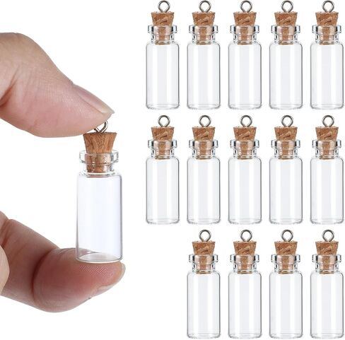 Larrel Cork Stoppers Glass Bottles, 15PCS Mini Glass Bottle with Wood Cork Stoppers Tiny Jars with Lids Romantic Decorations for Message Candy Wishing Bottle in Saudi Arabia