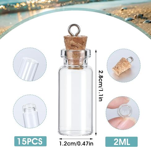 Larrel Cork Stoppers Glass Bottles, 15PCS Mini Glass Bottle with Wood Cork Stoppers Tiny Jars with Lids Romantic Decorations for Message Candy Wishing Bottle in Saudi Arabia