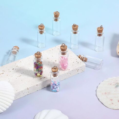 Larrel Cork Stoppers Glass Bottles, 15PCS Mini Glass Bottle with Wood Cork Stoppers Tiny Jars with Lids Romantic Decorations for Message Candy Wishing Bottle in Saudi Arabia