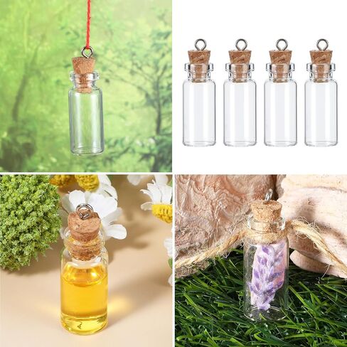 Larrel Cork Stoppers Glass Bottles, 15PCS Mini Glass Bottle with Wood Cork Stoppers Tiny Jars with Lids Romantic Decorations for Message Candy Wishing Bottle in Saudi Arabia