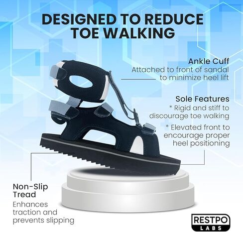 Restpo Toe Walking Sandal - Prevent Tip Toe Walking for Kids with Neurological disorders, Autism, ADHD, Aspergers and Cerebral Palsy - Sizse 6-11 in Kuwait