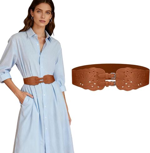 Dressystar Women's Wide Elastic Waist Belt for Dress Stretch Chunky Corset Belts Vintage Fashion Cinch Belt with Buckle in Saudi Arabia