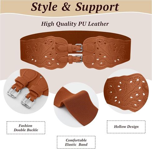 Dressystar Women's Wide Elastic Waist Belt for Dress Stretch Chunky Corset Belts Vintage Fashion Cinch Belt with Buckle in Saudi Arabia