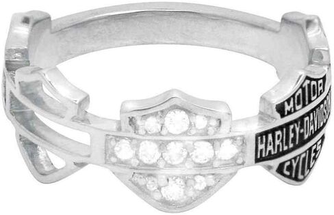 Harley-Davidson Women's Ring, Multi Bar & Shield Logo Band, Silver HDR0227 in Saudi Arabia