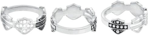 Harley-Davidson Women's Ring, Multi Bar & Shield Logo Band, Silver HDR0227 in Saudi Arabia