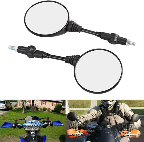 10mm Motorcycle Folding Round Rear View Side Mirrors for Sports Bike, Universal Fit, 2Pack Black in Saudi Arabia