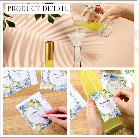 Maxcheck 6 مجموعة 11 أونصة 330 مل مجموعة زجاجات النبيذ الزجاجية Lemoncello مع ملصقات ملصقات محكمة الغلق وزجاجات الخمور الشفافة الفارغة مع غطاء لاستخراج المسكرات محلية الصنع مناسبة لتقديم الهدايا (الليمون) in Kuwait