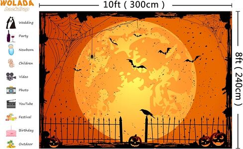 WOLADA Halloween Backdrop Halloween Party Backdrop Halloween Moon Backdrop Halloween Photo Backdrop Trunk or Treat Car Decorations 7x5FT 12596 in Saudi Arabia