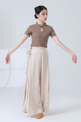 Angcoco Women's Adjustable High Waist Wide Leg Loose Fit Chiffon Pants in Saudi Arabia