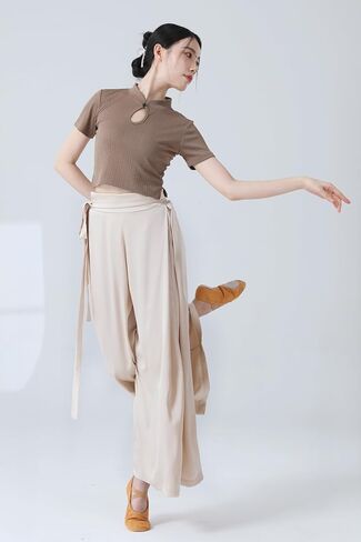 Angcoco Women's Adjustable High Waist Wide Leg Loose Fit Chiffon Pants in Saudi Arabia