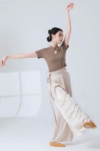 Angcoco Women's Adjustable High Waist Wide Leg Loose Fit Chiffon Pants in Saudi Arabia