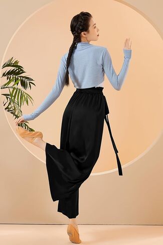 Angcoco Women's Adjustable High Waist Wide Leg Loose Fit Chiffon Pants in Saudi Arabia