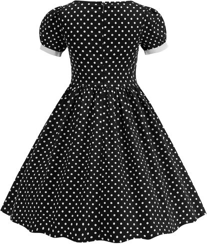 IWEMEK Kids Girls 50s Vintage Dress Retro 1950s 50's Style Swing Dress A line Tea Party Audrey Hepburn Rockabilly Dresses in Saudi Arabia
