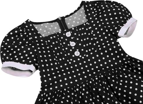 IWEMEK Kids Girls 50s Vintage Dress Retro 1950s 50's Style Swing Dress A line Tea Party Audrey Hepburn Rockabilly Dresses in Saudi Arabia