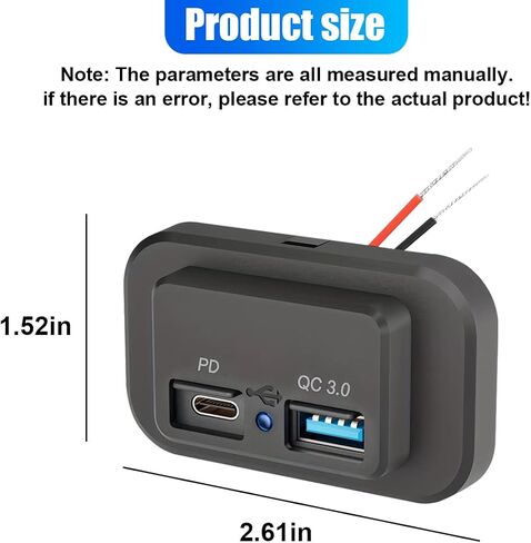12V 24V RV USB Outlet, QC3.0 USB A Port & PD Type-C Quick Charge Outlet, Dual Ports Socket Panel Wall Mount, Automotive Charger Power Adapter for Car RV Marine Boat Motorcycle Truck (1PC) in Saudi Arabia