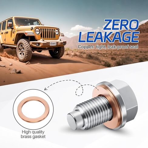 قابس تصريف الزيت المغناطيسي Garhomxy M14x1.5، مسمار صواميل لتصريف الزيت من الفولاذ المقاوم للصدأ مغناطيسي قوي مع 5 قطع غسالة بثق نحاسية لمنع التسرب، مناسب لمعظم السيارات والدراجات النارية والسفن in Kuwait