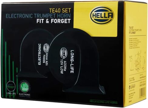 Hella TRUMPET HORN KIT BOX BLACK 12V LONG LIFE TE40 007728981 in Saudi Arabia