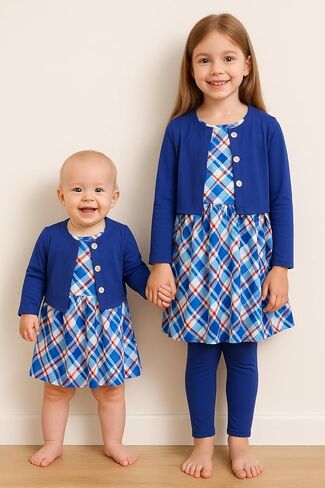 PATPAT Baby Girls Dress and Cardigan Sets 2 PCS Infant Girl Floral Print Sleeveless Dress and Long Sleeve Cardigan Set in Kuwait