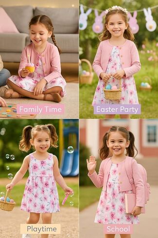 PATPAT Baby Girls Dress and Cardigan Sets 2 PCS Infant Girl Floral Print Sleeveless Dress and Long Sleeve Cardigan Set in Kuwait