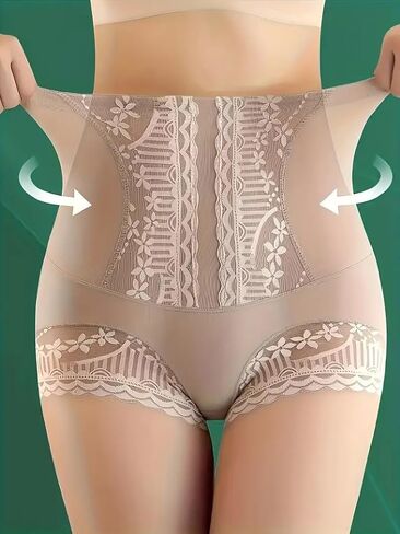Seamless High-Waisted Women's Tummy Control Lace Underwear Underpants, Shapewear Briefs for Women in Saudi Arabia
