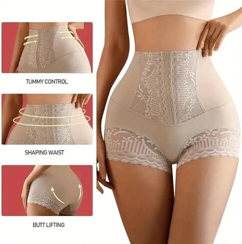 Seamless High-Waisted Women's Tummy Control Lace Underwear Underpants, Shapewear Briefs for Women in Saudi Arabia