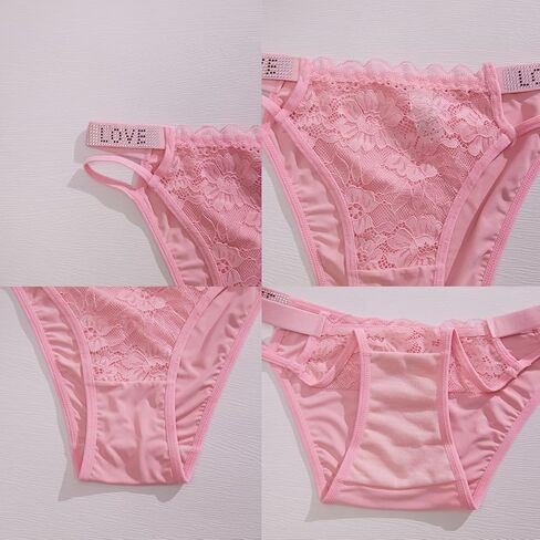 Women's Rhinestone Letter Tape High Waist Panty,Lace Underwear,Seamless Stretch Briefs in Saudi Arabia