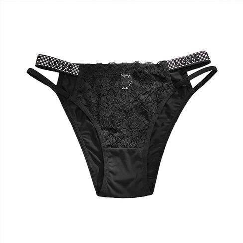 Women's Rhinestone Letter Tape High Waist Panty,Lace Underwear,Seamless Stretch Briefs in Saudi Arabia