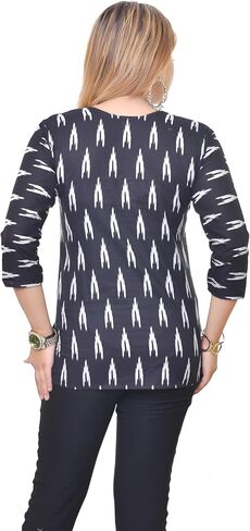 Women's Cotton V-Neck Short Kurti – Ethnic Wear Tunic Top for Casual & Festive Look in Saudi Arabia