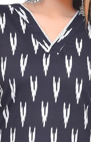 Women's Cotton V-Neck Short Kurti – Ethnic Wear Tunic Top for Casual & Festive Look in Saudi Arabia