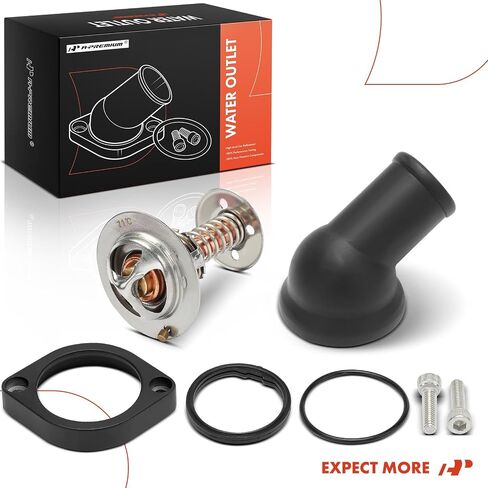 A-Premium Engine Coolant Thermostat Housing Assembly Compatible with Chevy Corvette LS1/LS2/LS3/LS7 2005 2006 2007 2008, 4.8L 5.3L 6.0L, Black Aluminium, 45° Swivel, with 160° Thermostat and 2 Bolts in Saudi Arabia