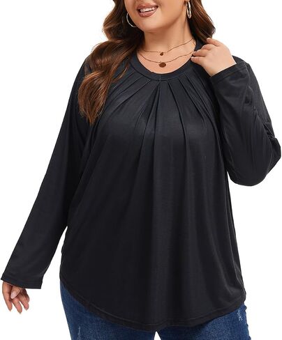 Womens Plus Size Tops Tunic Long Sleeve Shirts Casual Loose Soft Blouse 1XL-5XL in Saudi Arabia
