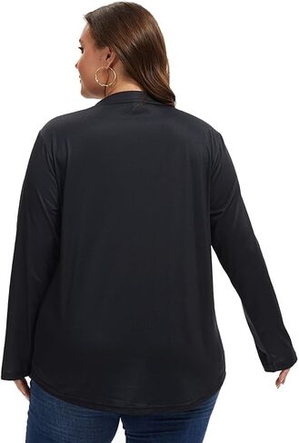 Womens Plus Size Tops Tunic Long Sleeve Shirts Casual Loose Soft Blouse 1XL-5XL in Saudi Arabia