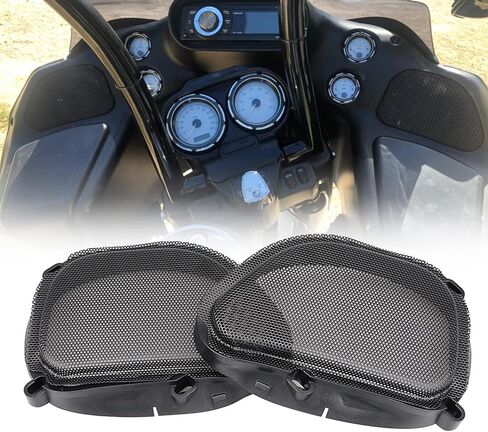2 Pcs Black Mesh Speaker Grill Replacement Front Fairing Speaker Cover Compatible With 1998-2013 Harley Road Glide FLTR FLTRU/X in Saudi Arabia