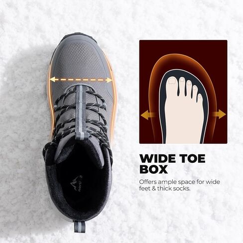 NORTIV 8 Men's Wide Winter Boots Grip on Snow Ice Insulated Waterproof Lightweight Comfortable Hiking Outdoor Boots in Saudi Arabia