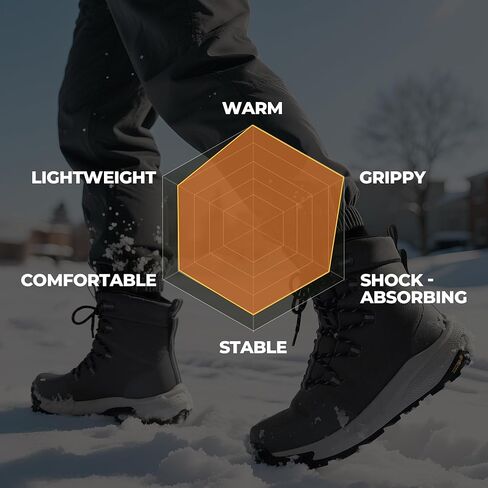 NORTIV 8 Men's Wide Winter Boots Grip on Snow Ice Insulated Waterproof Lightweight Comfortable Hiking Outdoor Boots in Saudi Arabia